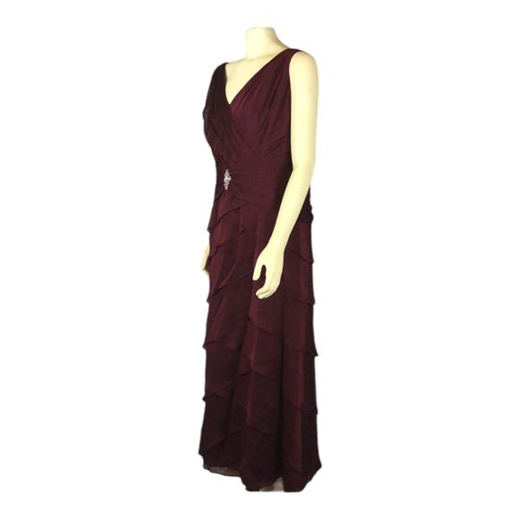 JADE BY JASMINE J9914Tiered sleevless maxi dress in cranberry size 18 - Picture 8 of 12